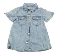 Světlemodré riflové propínací košilové šaty Zara