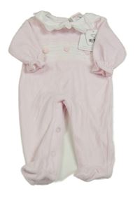 Nové - Světlerůžový sametový overal s límečkem