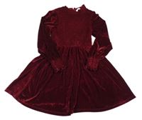 Vínové sametové šaty M&S