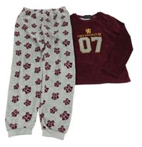 Vínovo-šedé chlupaté pyžamo s číslem - Harry Potter Primark