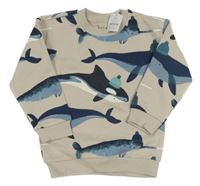 Nové - Béžová mikina s velrybami a narvaly Nutmeg