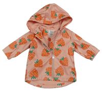 Růžová nepromokavá jarní bunda s jahodami a kapucí F&F