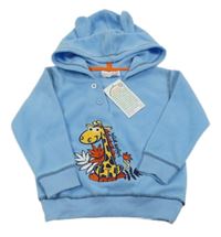 Nové - Modrá fleecová mikina s žirafou a kapucí Ergee