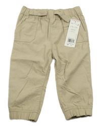 Nové - Béžové plátěné cuff kalhoty F&F