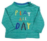 Zeleno-bílé pruhované triko s nápisem Miniclub