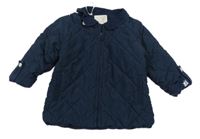 Tmavomodrá prošívaná šusťáková zateplená bunda