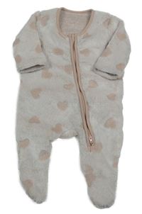 Pudrový chlupatý overal se srdíčky George