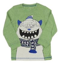 Zelené melírované triko s příšerkou Carter's