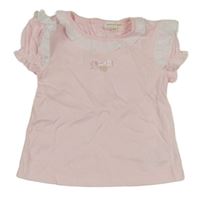 Světlerůžové tričko s volánky a mašlí Mintini