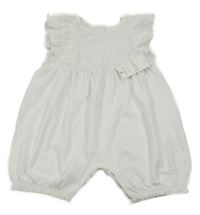 Nové - Bílý bavlněný kraťasový overal s madeirou a volánky Matalan