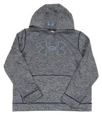 Tmavomodrá melírovaná sportovní funkční mikina s logem a kapucí Under Armour