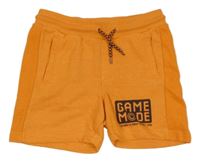 Oranžové teplákové kraťasy s nápisem a žebrováním Kiki&Koko