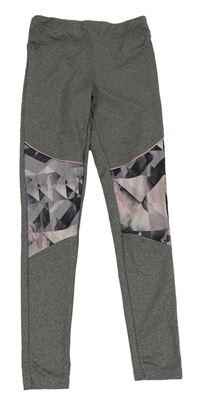 Tmavošedo-vzorované sportovní legíny Primark