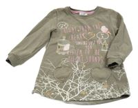 Šedá tepláková tunika s ptáčky a nápisem Topolino