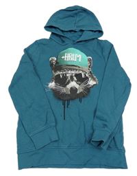 Petrolejová mikina s mývalem a kapucí C&A