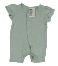 Světlezelený perforovaný bavlněný kraťasový overal se srdíčky H&M
