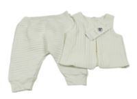 Nové - 2set - Smetanová prošívaná tepláková propínací vesta + tepláky Petit Bateau