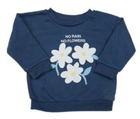 Tmavomodrá mikina s květinami Primark