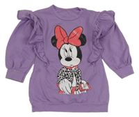 Fialové teplákové šaty s Minnie a volánky