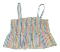 Bílo-barevný pruhovaný crop top Shein
