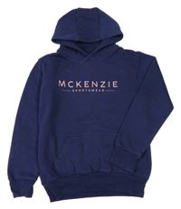 Tmavomodrá mikina s nápisem a kapucí McKenzie