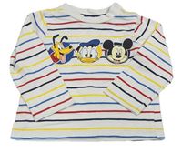 Bílo-barevné pruhované triko s Mickeym a kamarády Disney