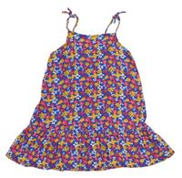 Modro-barevné květované lehké šaty Primark