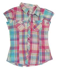Modro-růžovo-bílá kostkovaná halenka H&M