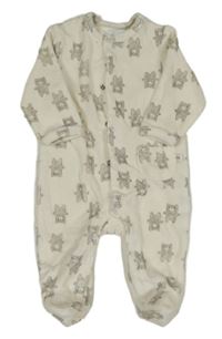 Bílo-šedý sametový overal s medvědy 