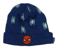 Modrá pletená podšitá čepice s pavouky - Spiderman 
