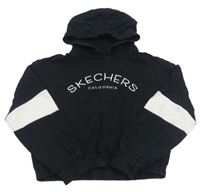 Černá crop mikina s logem a kapucí Skechers 
