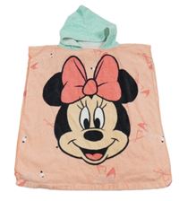 Světlerůžové froté osuškové pončo s Minnie a kapucí 