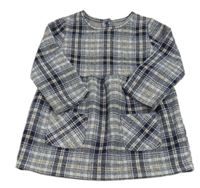 Tmavomdoro-bílé kostkované úpletové šaty zn. Primark