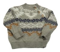 Šedo-bílo-tmavomodrý vzorovaný svetr Monsoon