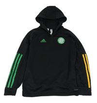 Černá sportovní funkční mikina s pruhy a logem a kapucí - Celtic Adidas