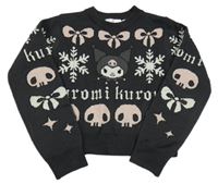 Antracitový crop svetr s mašličkami a Kuromi H&M