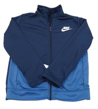 Tmavomodro-modrá sportovní funkční propínací mikina s logem Nike