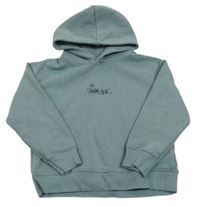 Šedomodrá mikina s nápisem a kapucí Zara