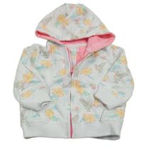 Bílá květovaná propínací mikina s kapucí F&F