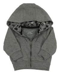 Šedá melírovaná propínací mikina s kapucí Primark