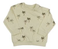 Smetanová lehká mikina s palmami 