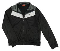 Černo-bílo-šedá sportovní propínací mikina s logem Slazenger