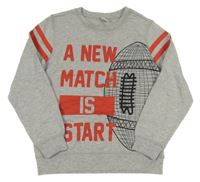 Šedá mikina s červeným nápisem 