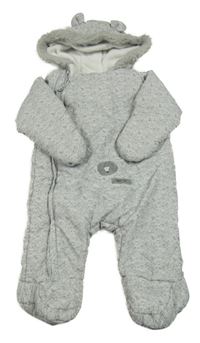 Šedá melírovaná šusťáková zimní kombinéza s kapucí Primark