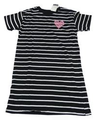 Nové - černo-bílé pruhované šaty se srdcem Primark