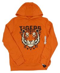 Nové - oranžová mikina s tygrem a kapucí dunnes 
