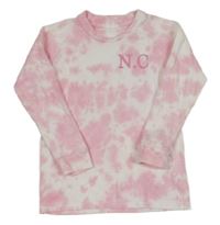 Růžovo-bílé batikované triko s nápisem 