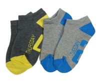 2x kotníkové ponožky - šedo-žluté + šedo-modré 