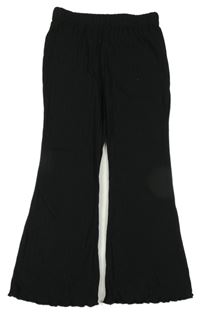 Černé žebrované flare legíny shein