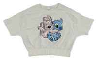 Bílé crop teplákové tričko se Stitchem a Angel Disney